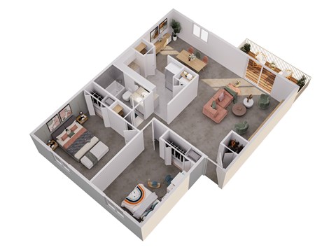 Floor plan for 2 beds, 1 bath, 900 sqft